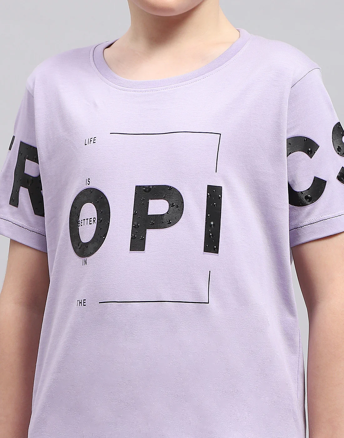 Boys Purple Printed Round Neck Half Sleeve T-Shirt - Image 7