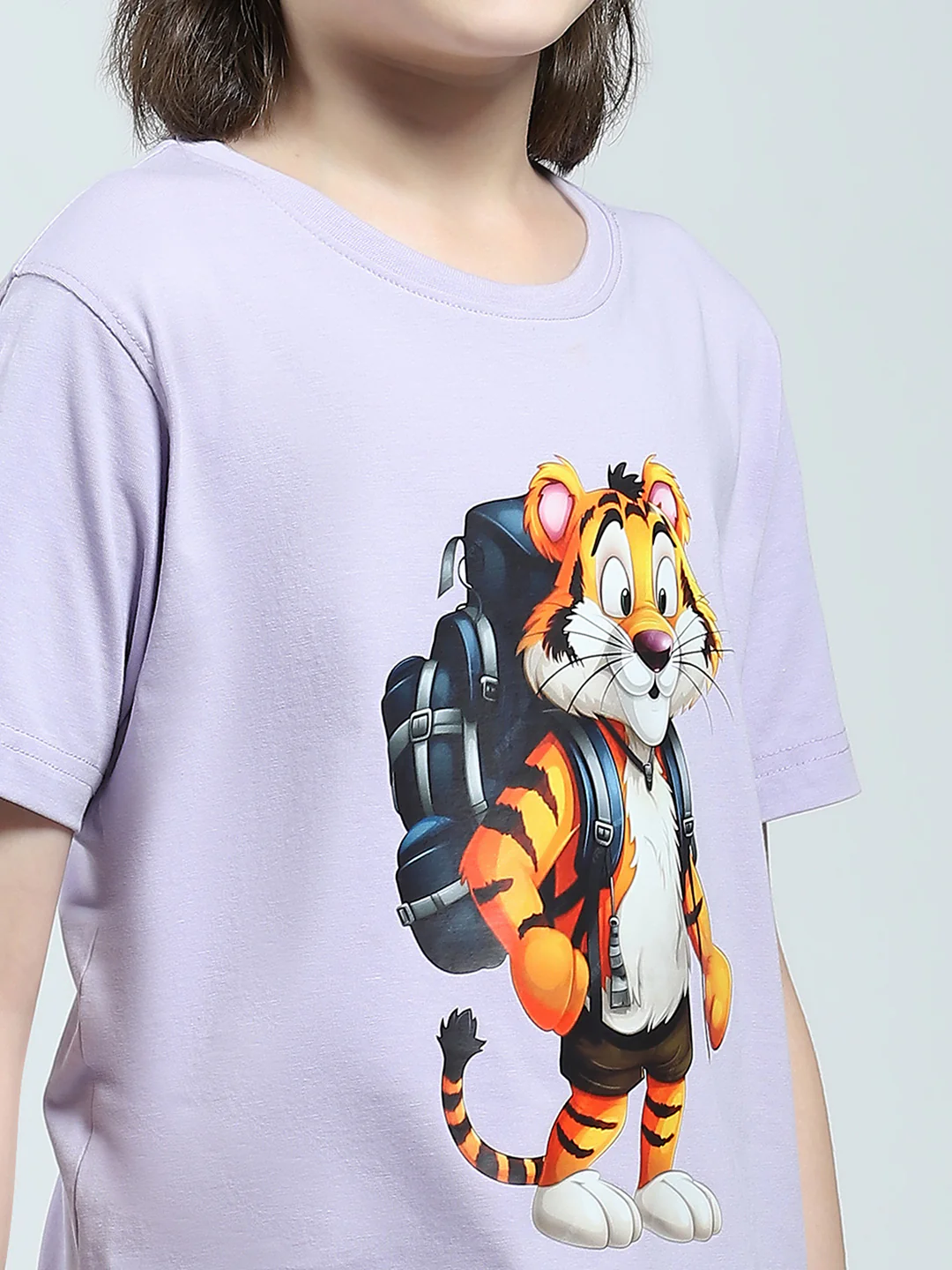 Boys Purple Printed Round Neck Half Sleeve T-Shirt - Image 6