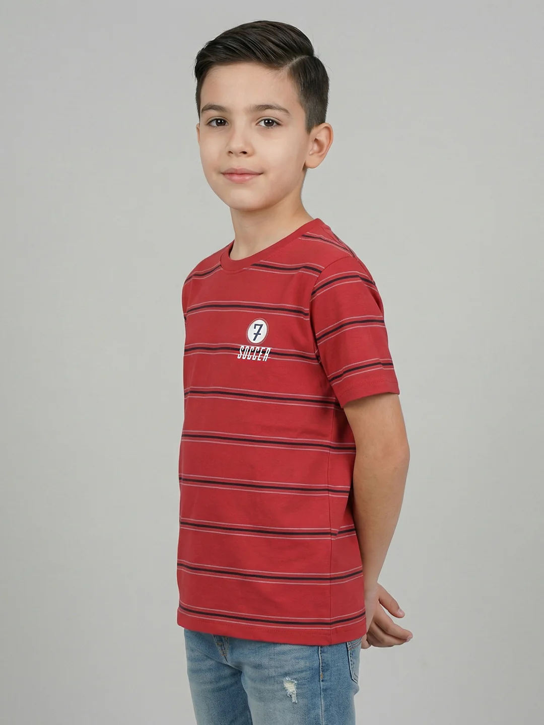 Boys Red, Beige & Navy Blue Printed Round Neck Half Sleeve T-Shirt (Pack of 3) - Image 15