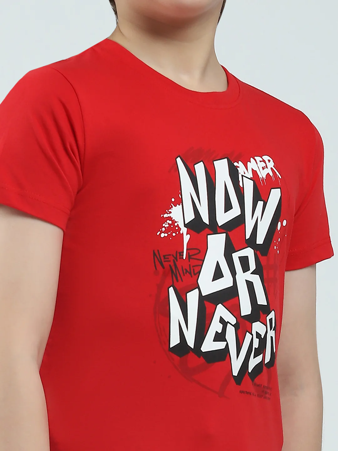 Boys Red & Off White Printed Round Neck Half Sleeve T-Shirt (Pack of 2) - Image 11