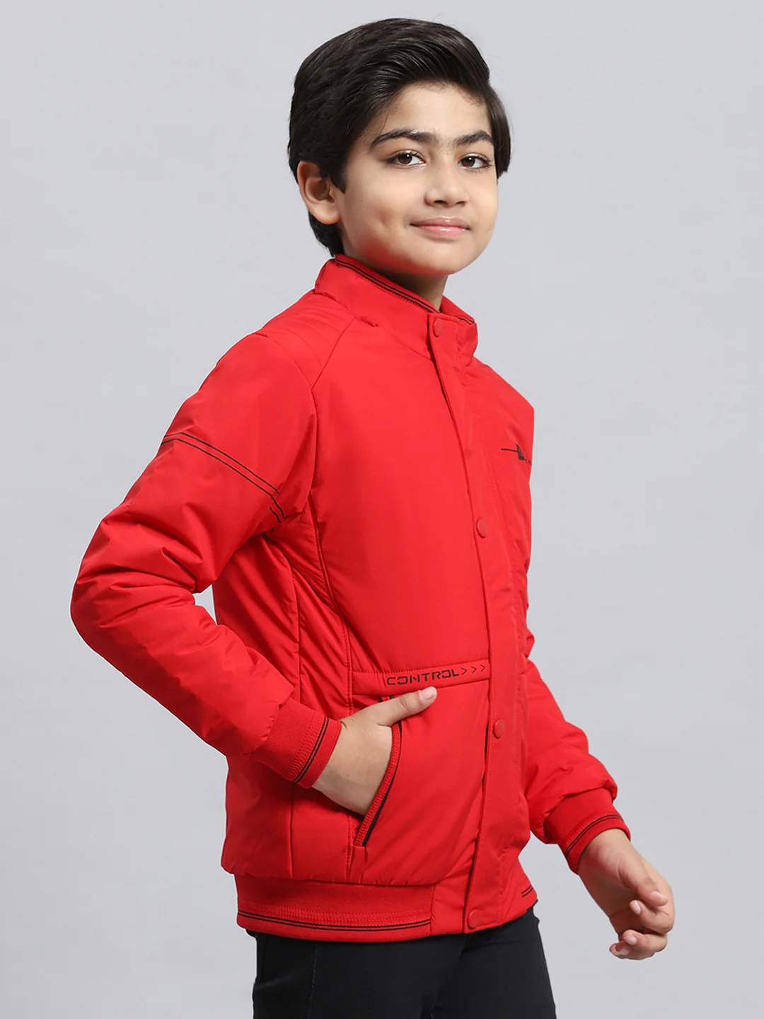 Boys Red Plain Jacket - Image 2