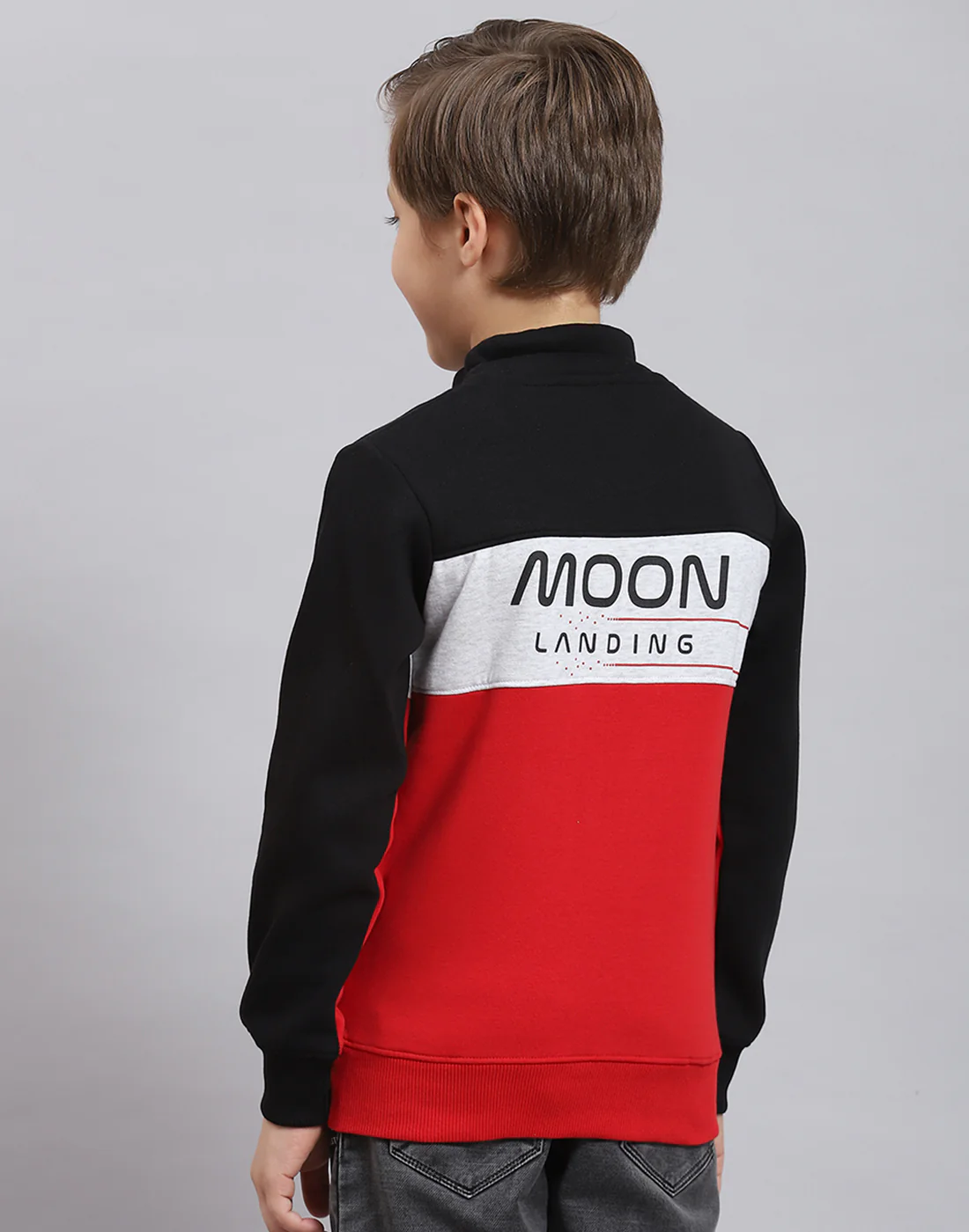 Boys Red Printed F Neck Full Sleeve Sweatshirt - Image 6