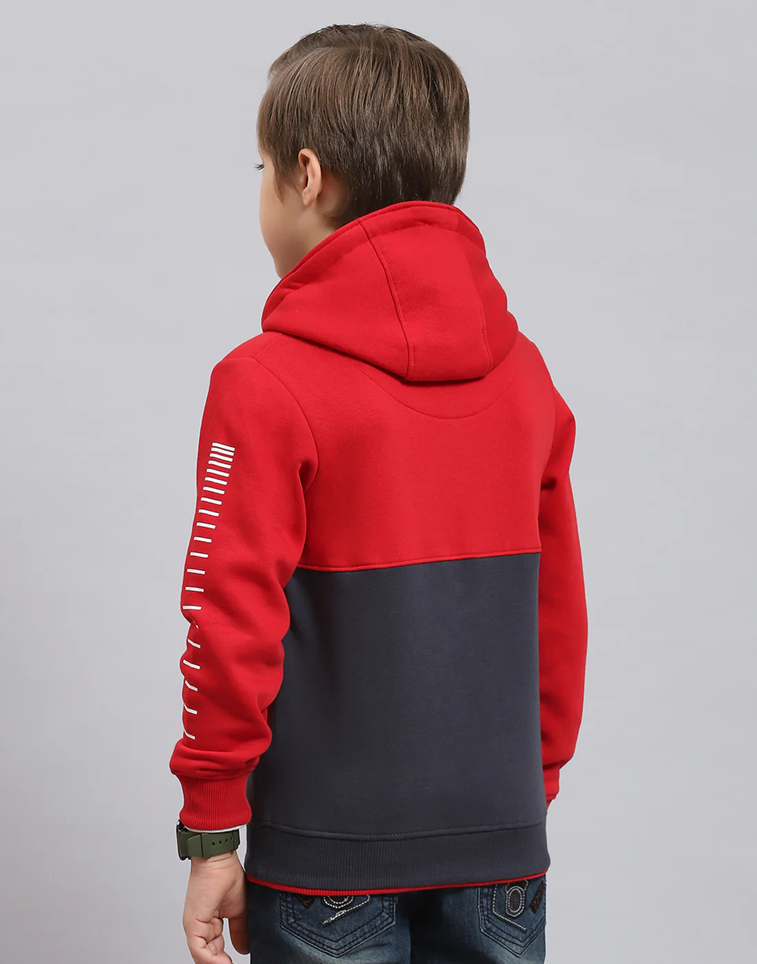 Boys Red Printed Hooded Full Sleeve Sweatshirt - Image 6