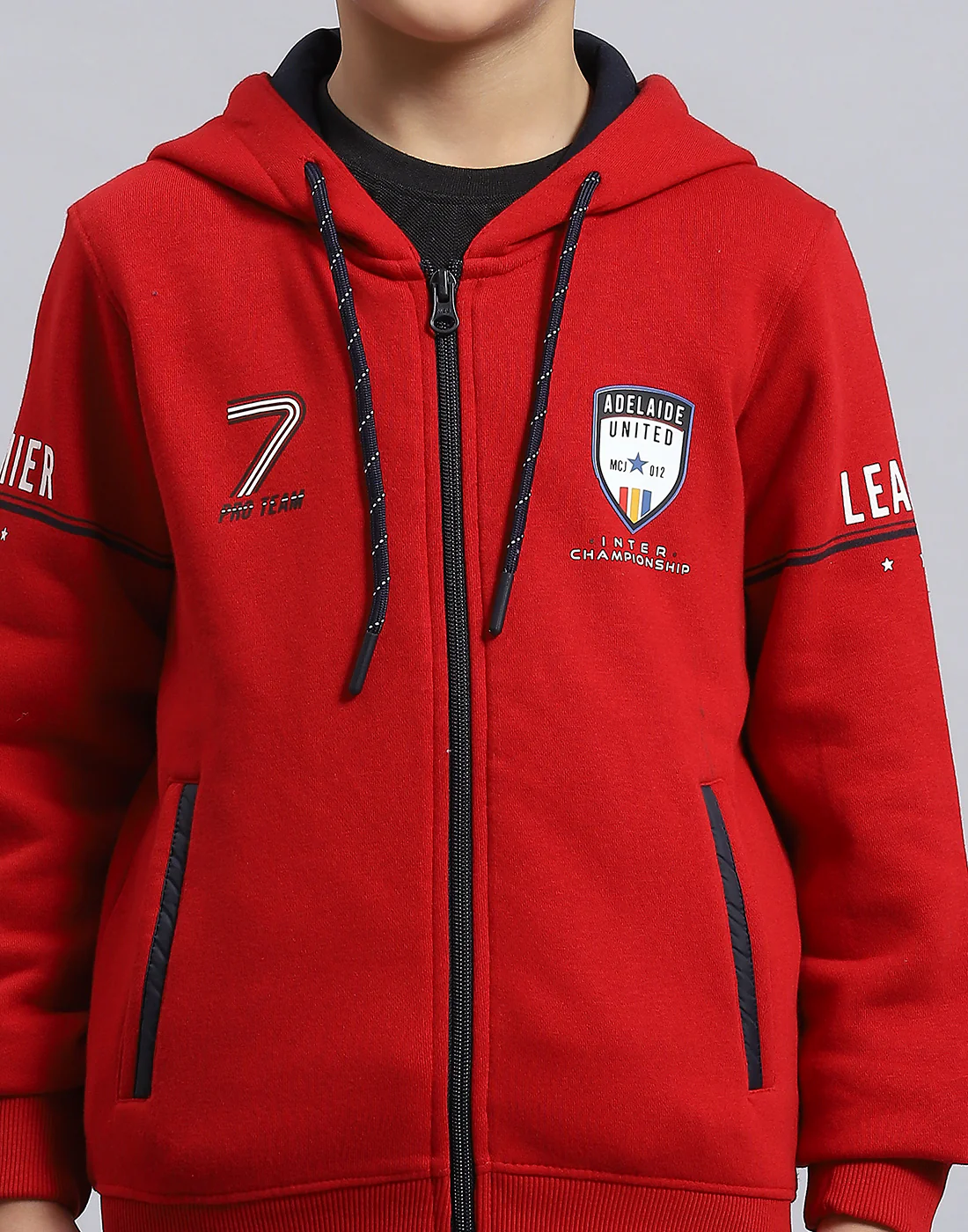 Boys Red Printed Hooded Full Sleeve Sweatshirt - Image 7