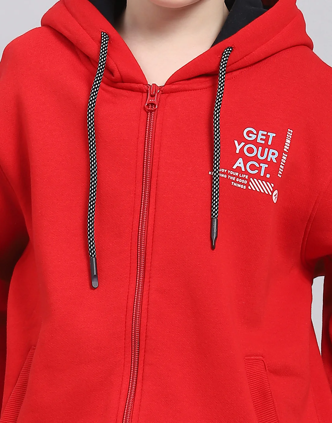Boys Red Printed Hooded Full Sleeve Sweatshirt - Image 6