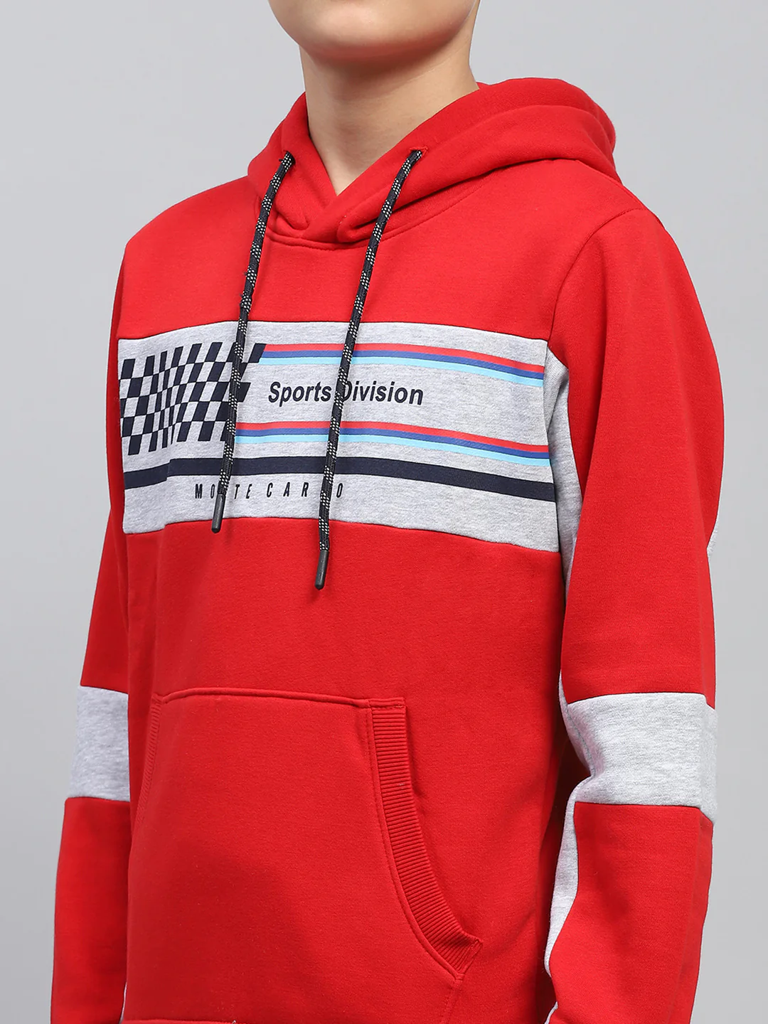 Boys Red Printed Hooded Full Sleeve Tracksuit - Image 7
