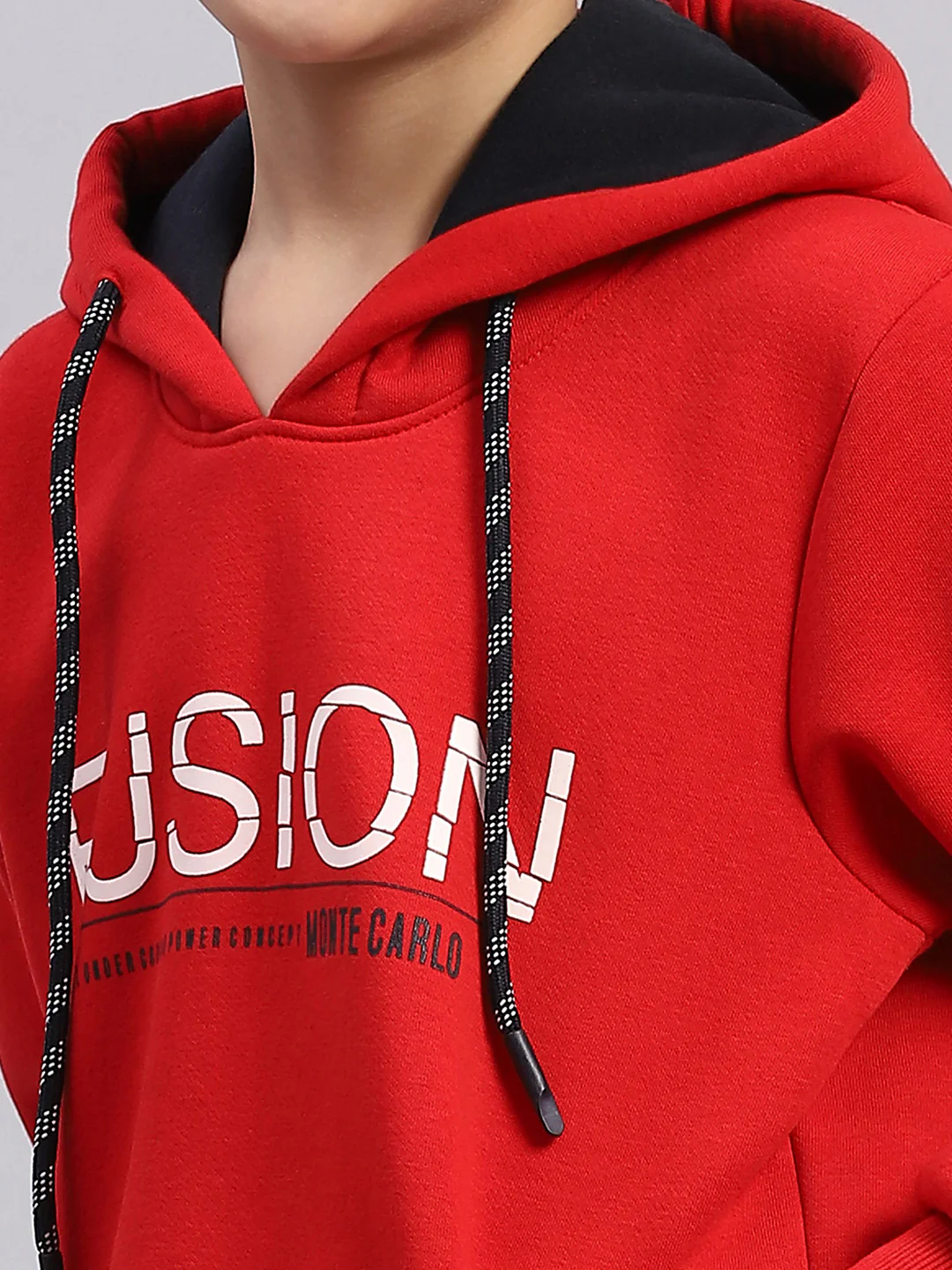 Boys Red Printed Round Neck Full Sleeve Sweatshirt - Image 6