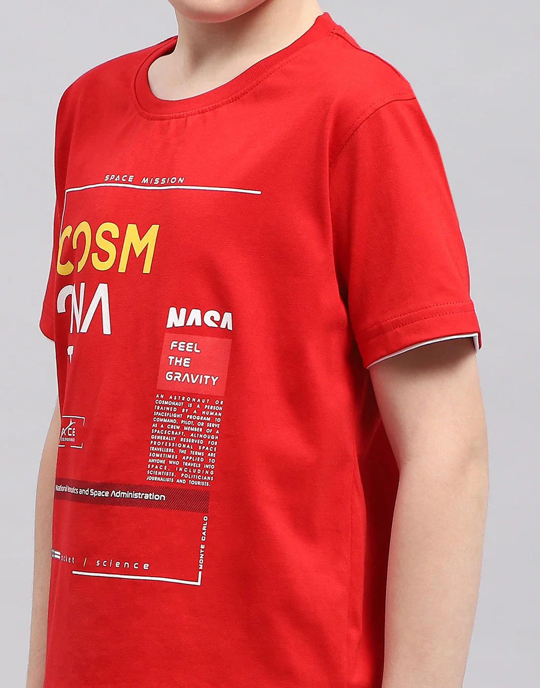 Boys Red Printed Round Neck Half Sleeve T-Shirt - Image 7
