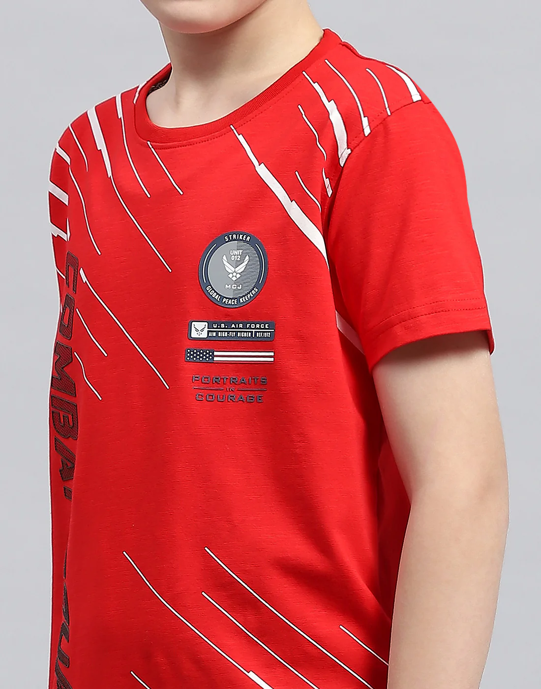 Boys Red Printed Round Neck Half Sleeve T-Shirt - Image 7