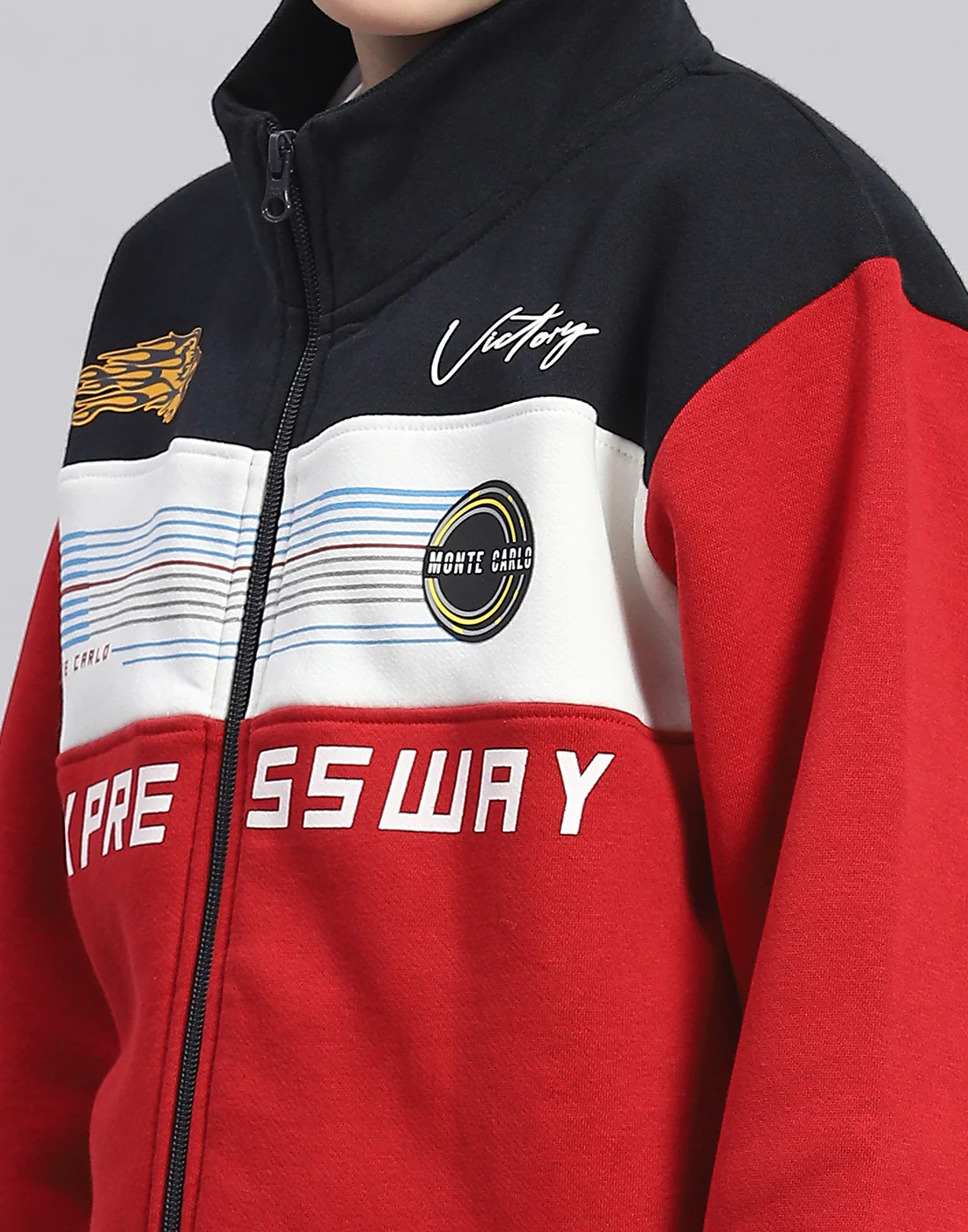 Boys Red Printed T Neck Full Sleeve Sweatshirt - Image 6