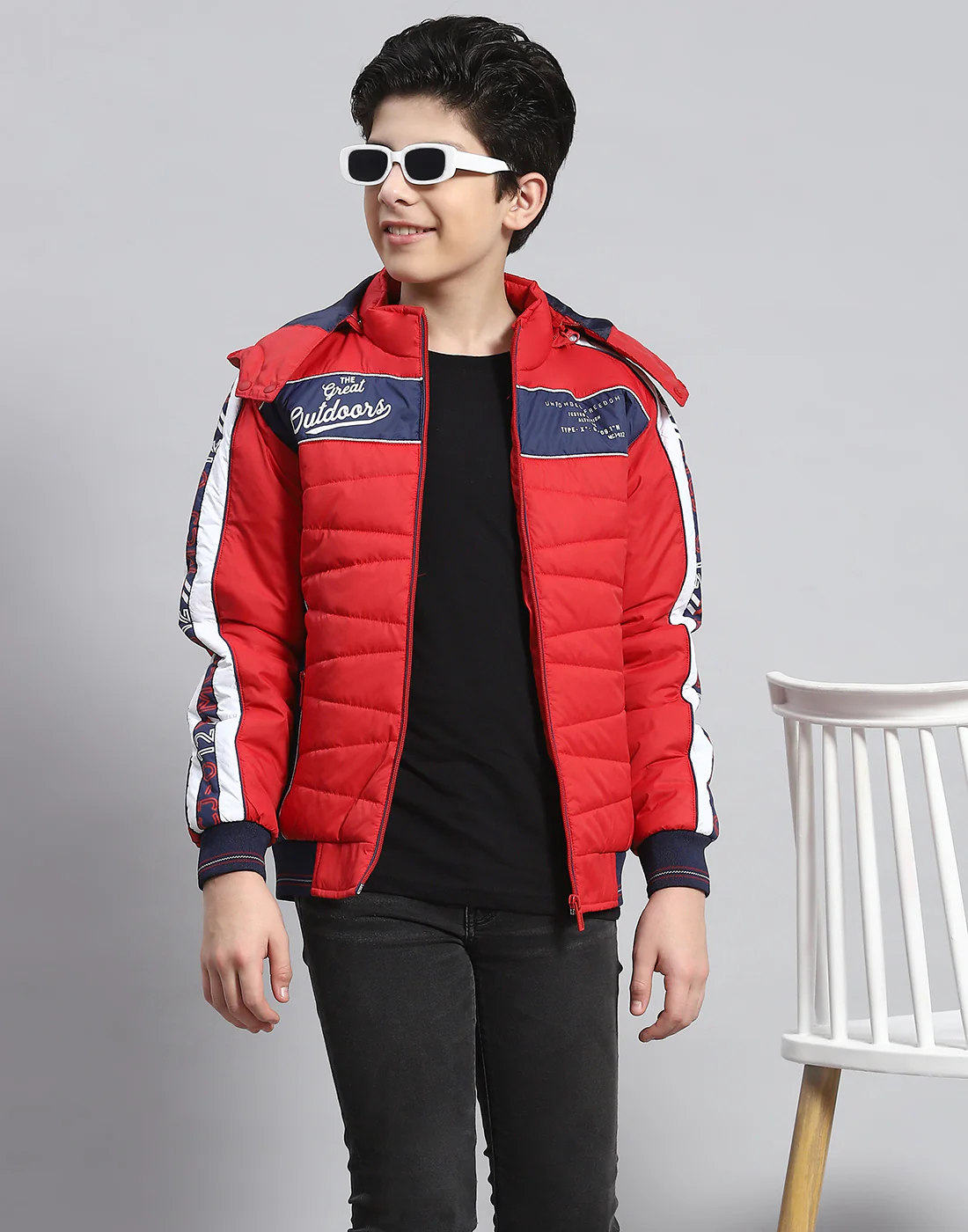 Boys Red Solid Hooded Full Sleeve Boys Jacket - Image 6