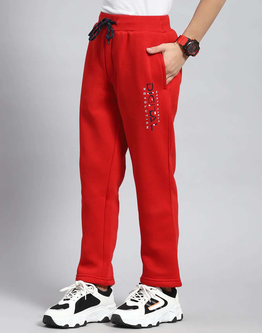 Boys Red Solid Regular Fit Lower - Image 3