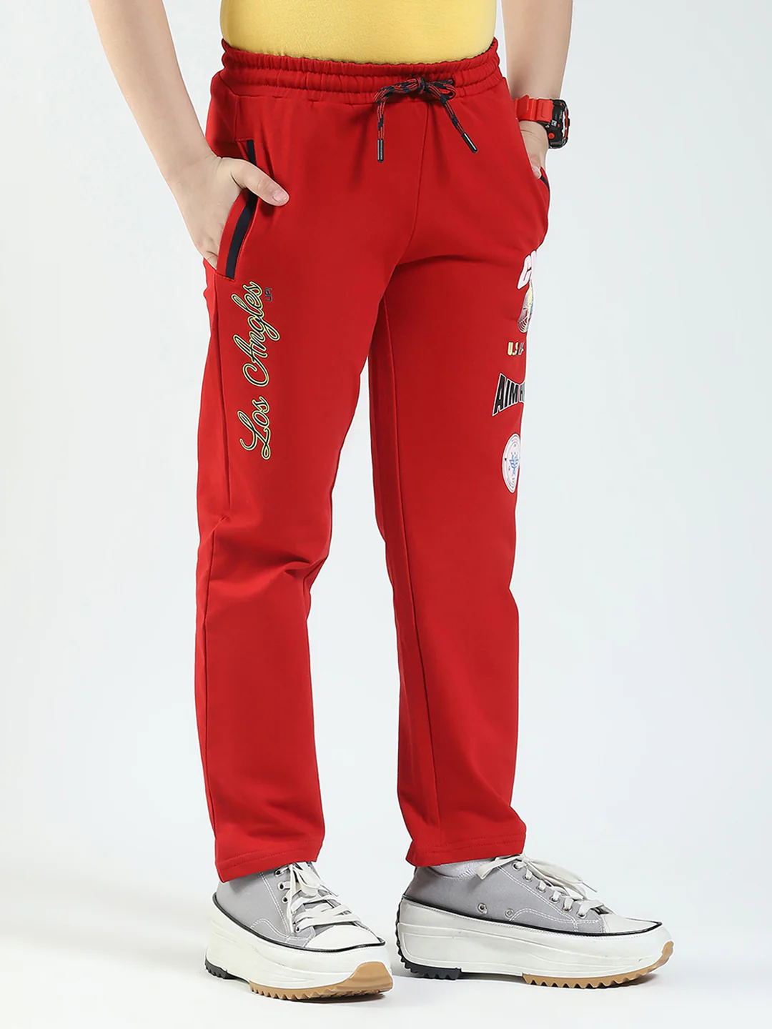 Boys Red Solid Regular Fit Lower - Image 4