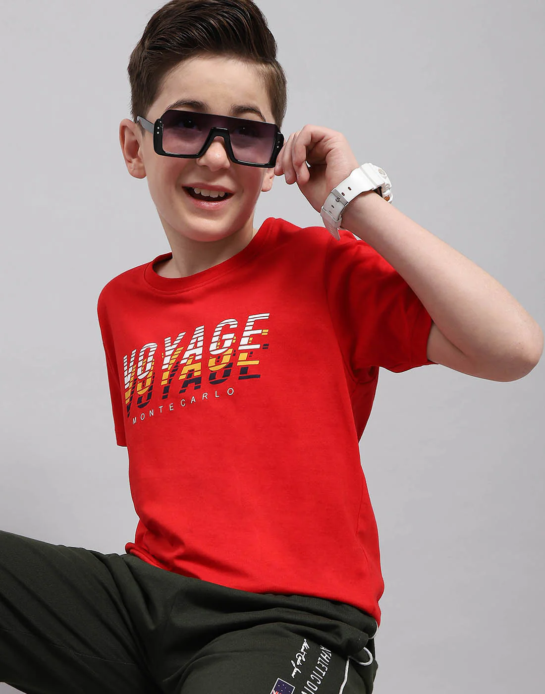 Boys Red & White Printed Round Neck Half Sleeve T-Shirt (Pack of 2) - Image 7