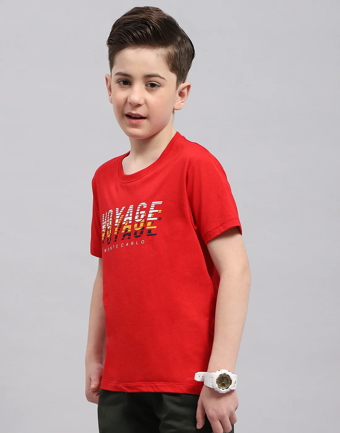 Boys Red & White Printed Round Neck Half Sleeve T-Shirt (Pack of 2) - Image 9