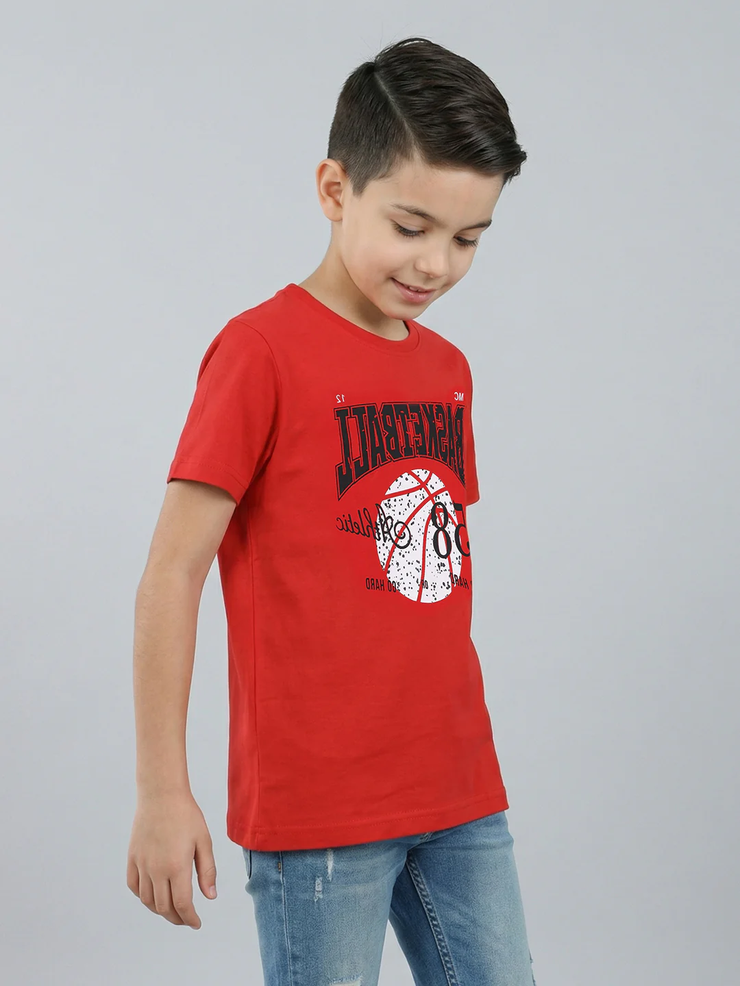 Boys Red & White Printed Round Neck Half Sleeve T-Shirt (Pack of 2) - Image 6