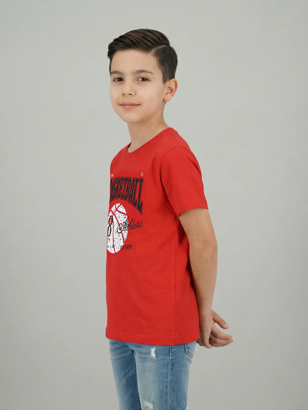 Boys Red & White Printed Round Neck Half Sleeve T-Shirt (Pack of 2) - Image 7