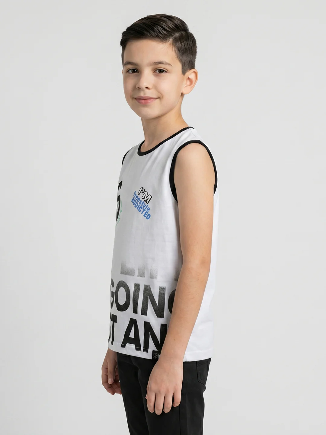 Boys Red & White Printed Round Neck Sleeveless T-Shirt (Pack of 2) - Image 7