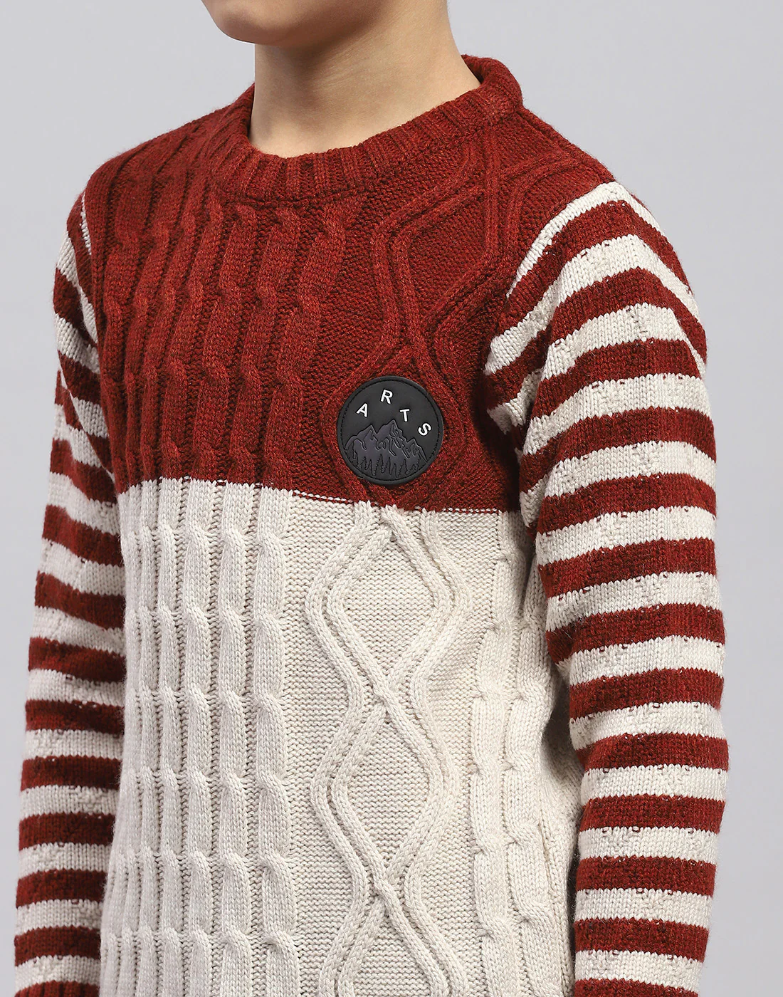 Boys Rust Cable Round Neck Full Sleeve Pullover - Image 7