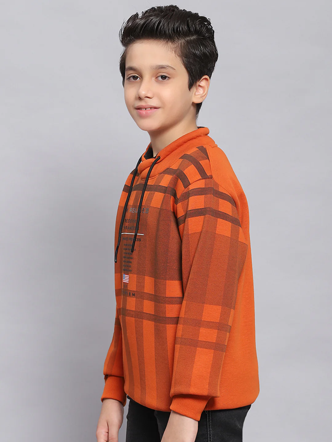 Boys Rust Check F Neck Full Sleeve Sweatshirt - Image 3