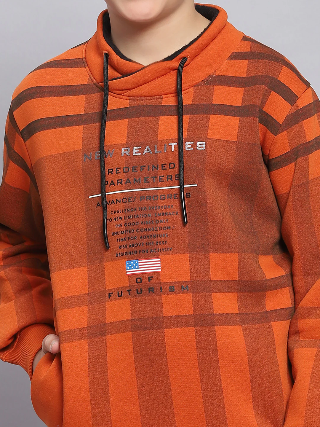 Boys Rust Check F Neck Full Sleeve Sweatshirt - Image 6