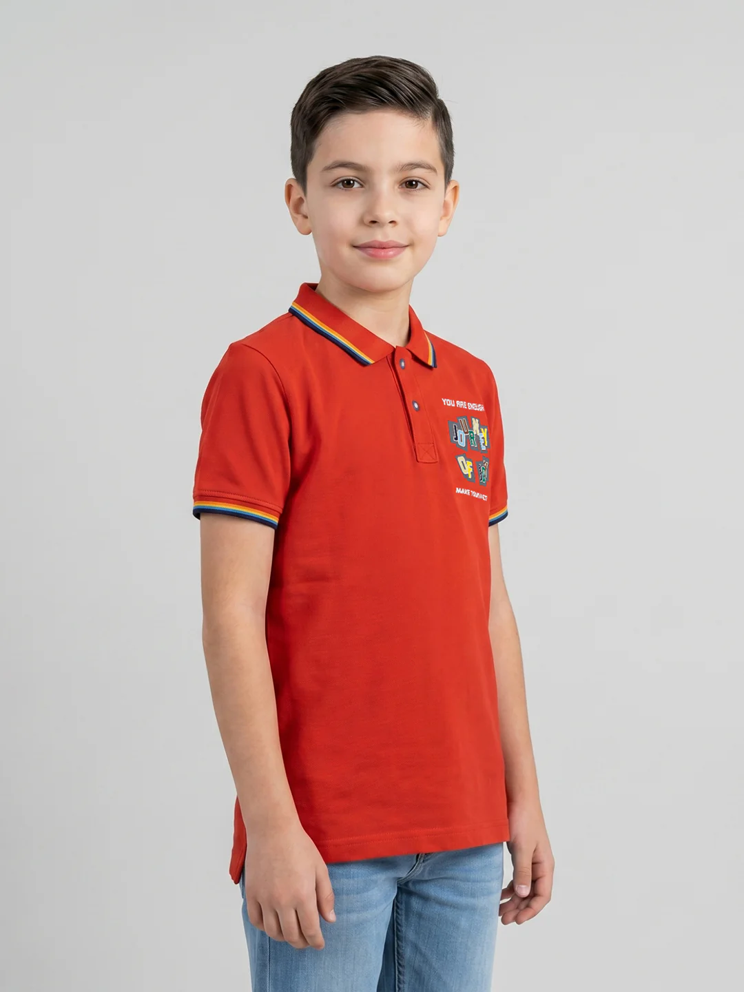 Boys Rust Printed Collar Half Sleeve T-Shirt - Image 2
