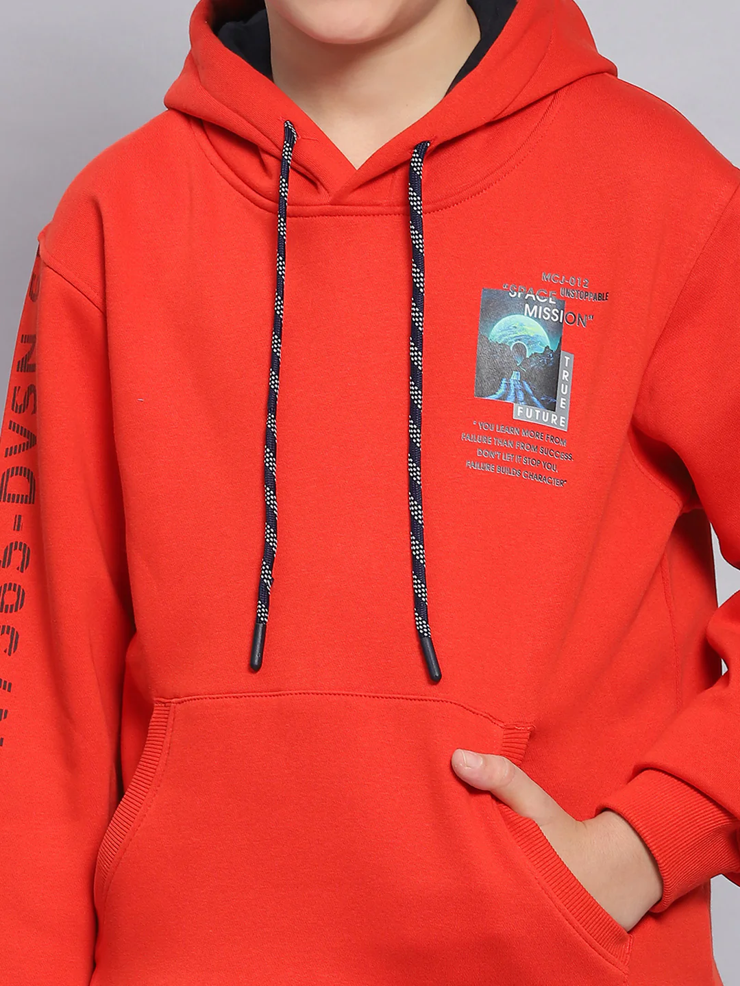 Boys Rust Printed Hooded Full Sleeve Sweatshirt - Image 6