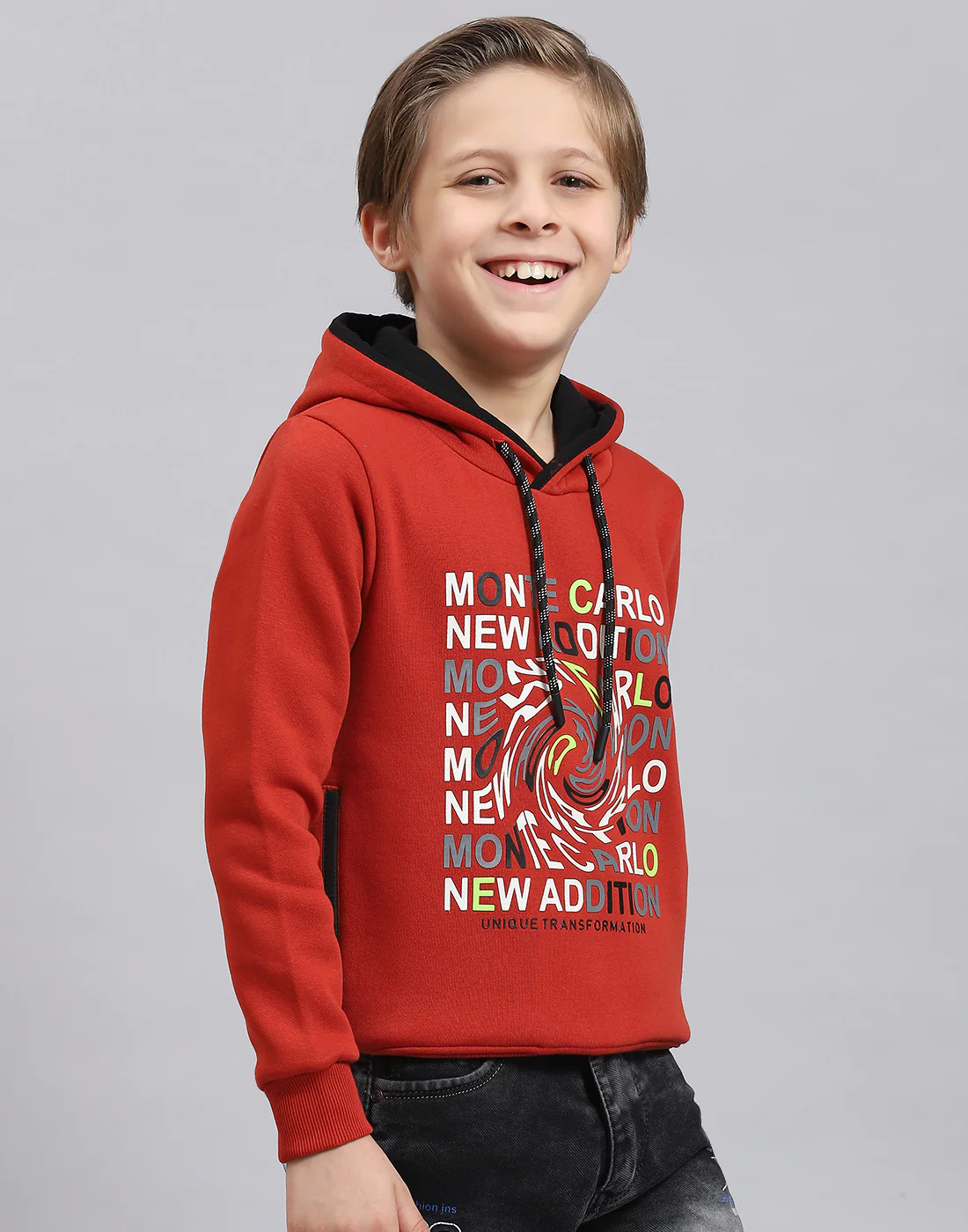 Boys Rust Printed Hooded Full Sleeve Sweatshirt - Image 4