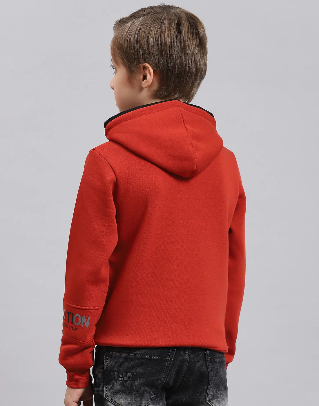 Boys Rust Printed Hooded Full Sleeve Sweatshirt - Image 6