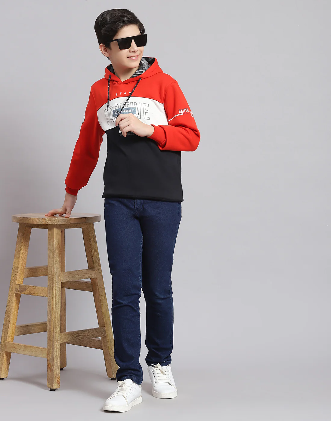 Boys Rust Printed Hooded Full Sleeve Sweatshirt - Image 2