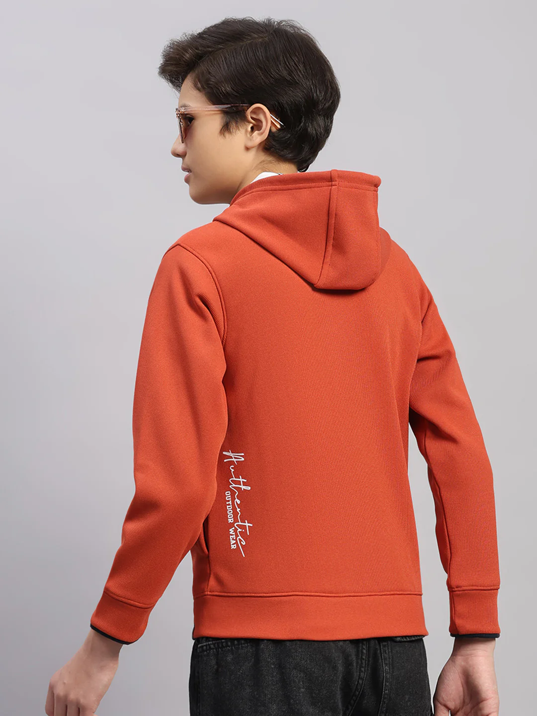 Boys Rust Printed Hooded Full Sleeve Sweatshirt - Image 5