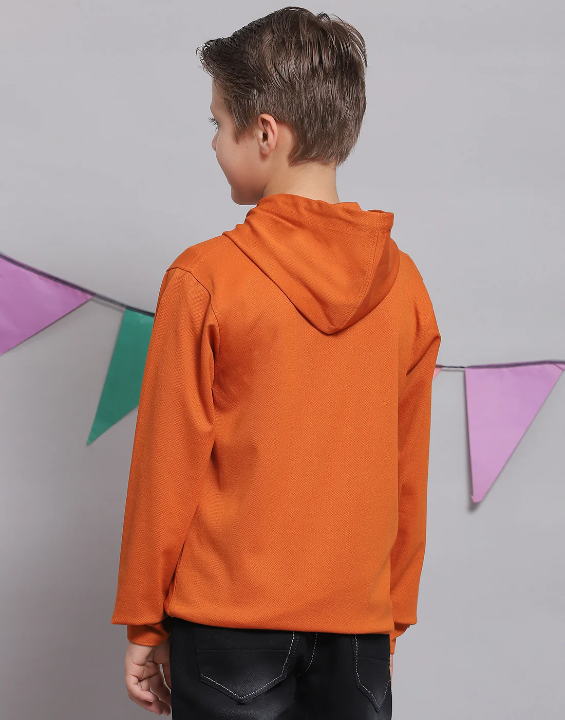 Boys Rust Printed Hooded Full Sleeve T-Shirts - Image 6