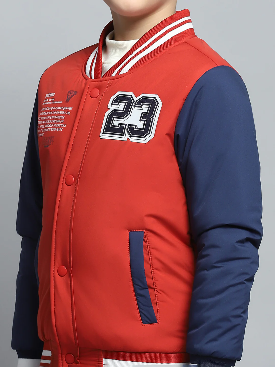 Boys Rust Printed Mock Neck Full Sleeve Jacket - Image 6