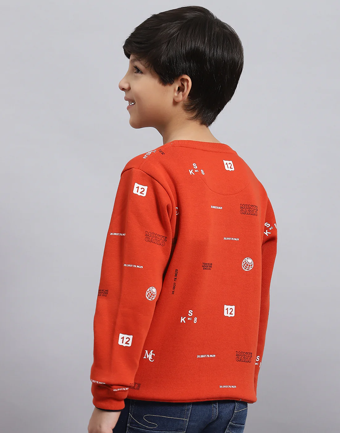 Boys Rust Printed Round Neck Full Sleeve Sweatshirt - Image 6
