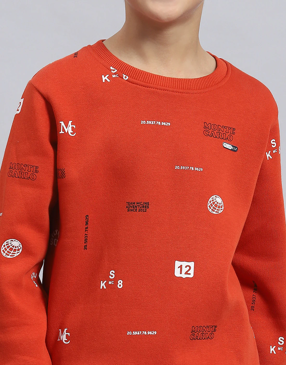 Boys Rust Printed Round Neck Full Sleeve Sweatshirt - Image 7