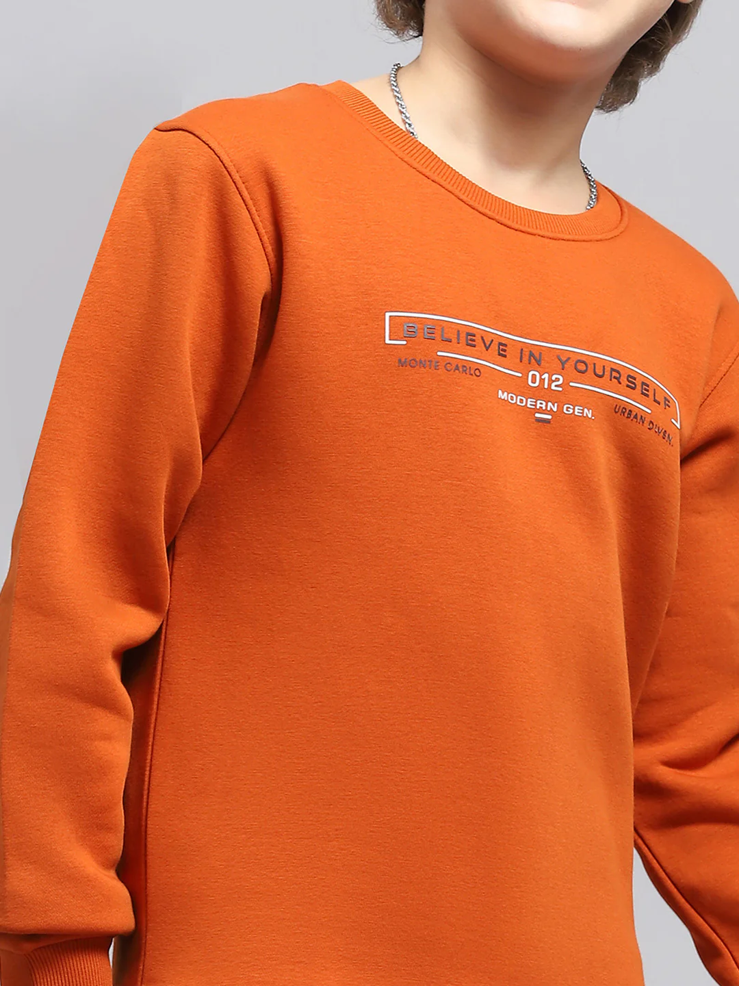 Boys Rust Printed Round Neck Full Sleeve Sweatshirt - Image 6
