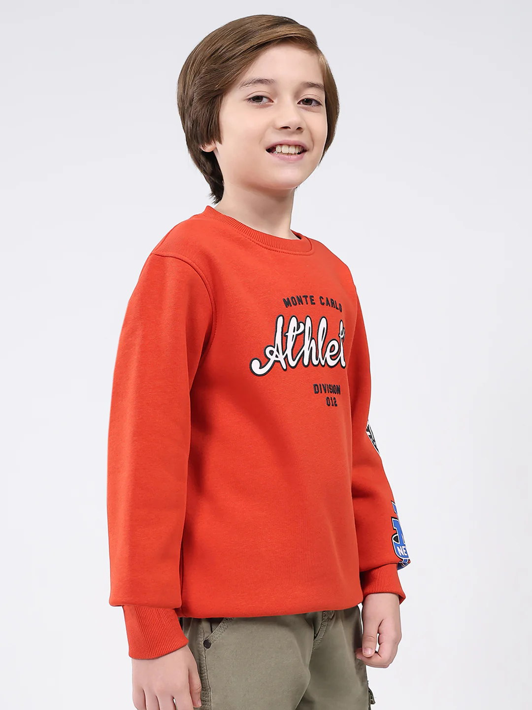 Boys Rust Printed Round Neck Full Sleeve Sweatshirt - Image 4