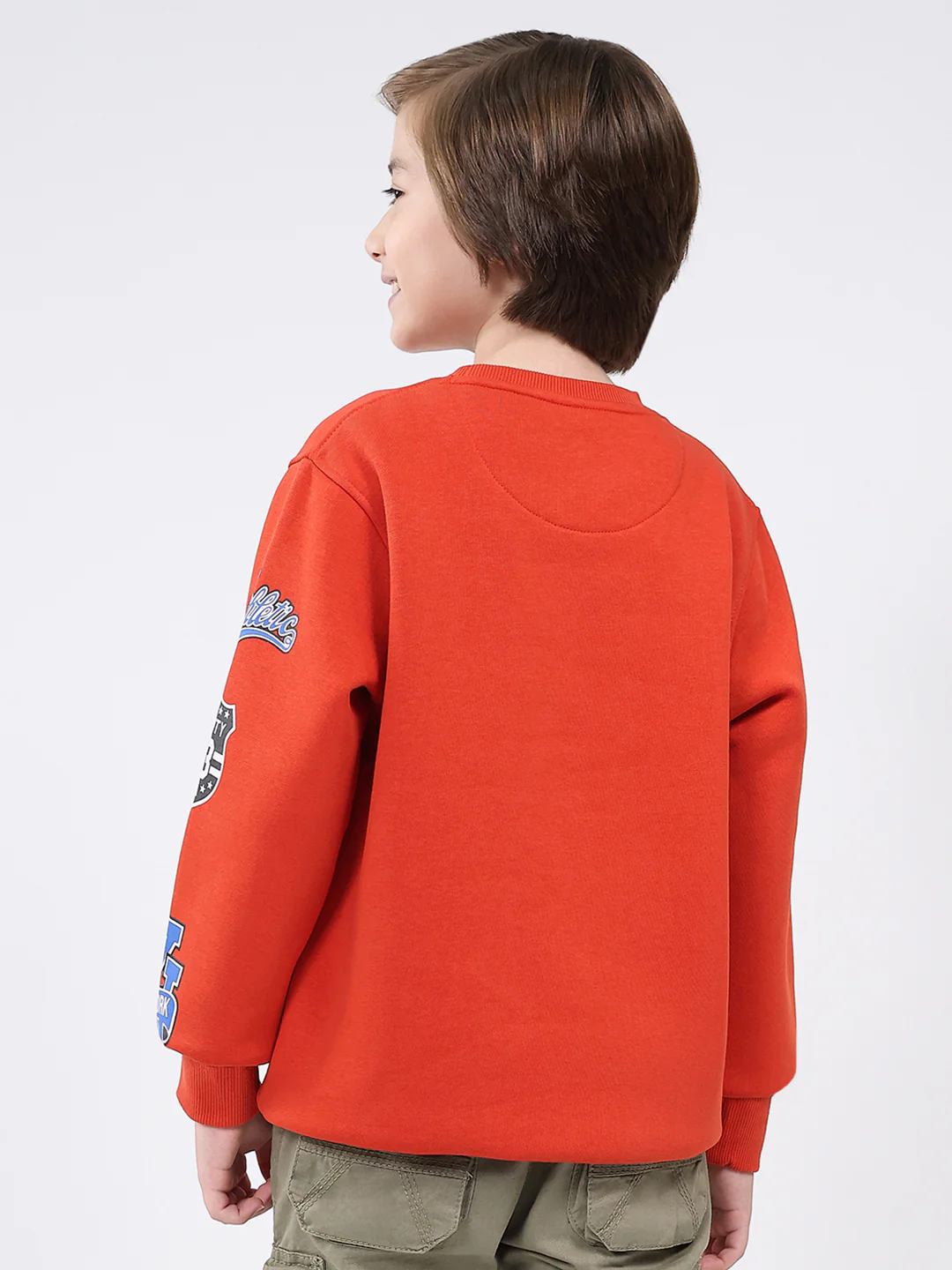 Boys Rust Printed Round Neck Full Sleeve Sweatshirt - Image 5