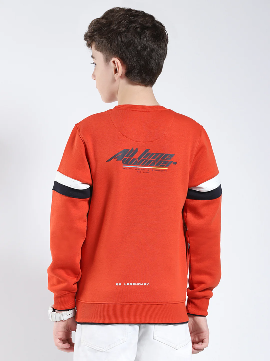 Boys Rust Printed Round Neck Full Sleeve Sweatshirt - Image 5