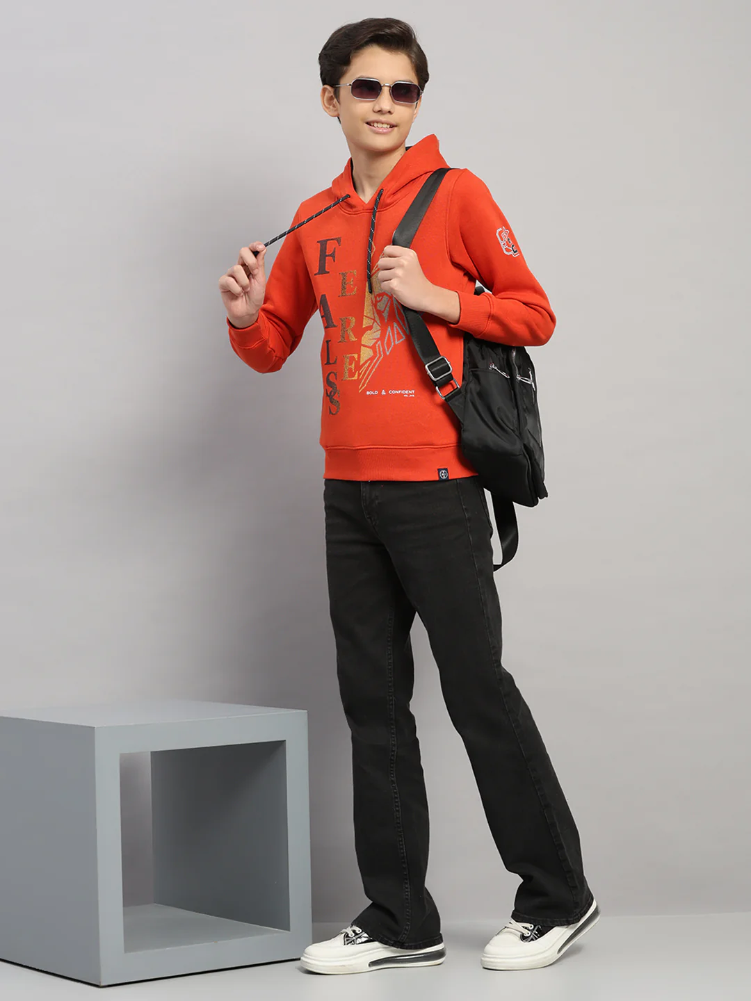 Boys Rust Printed Round Neck Full Sleeve Sweatshirt - Image 2