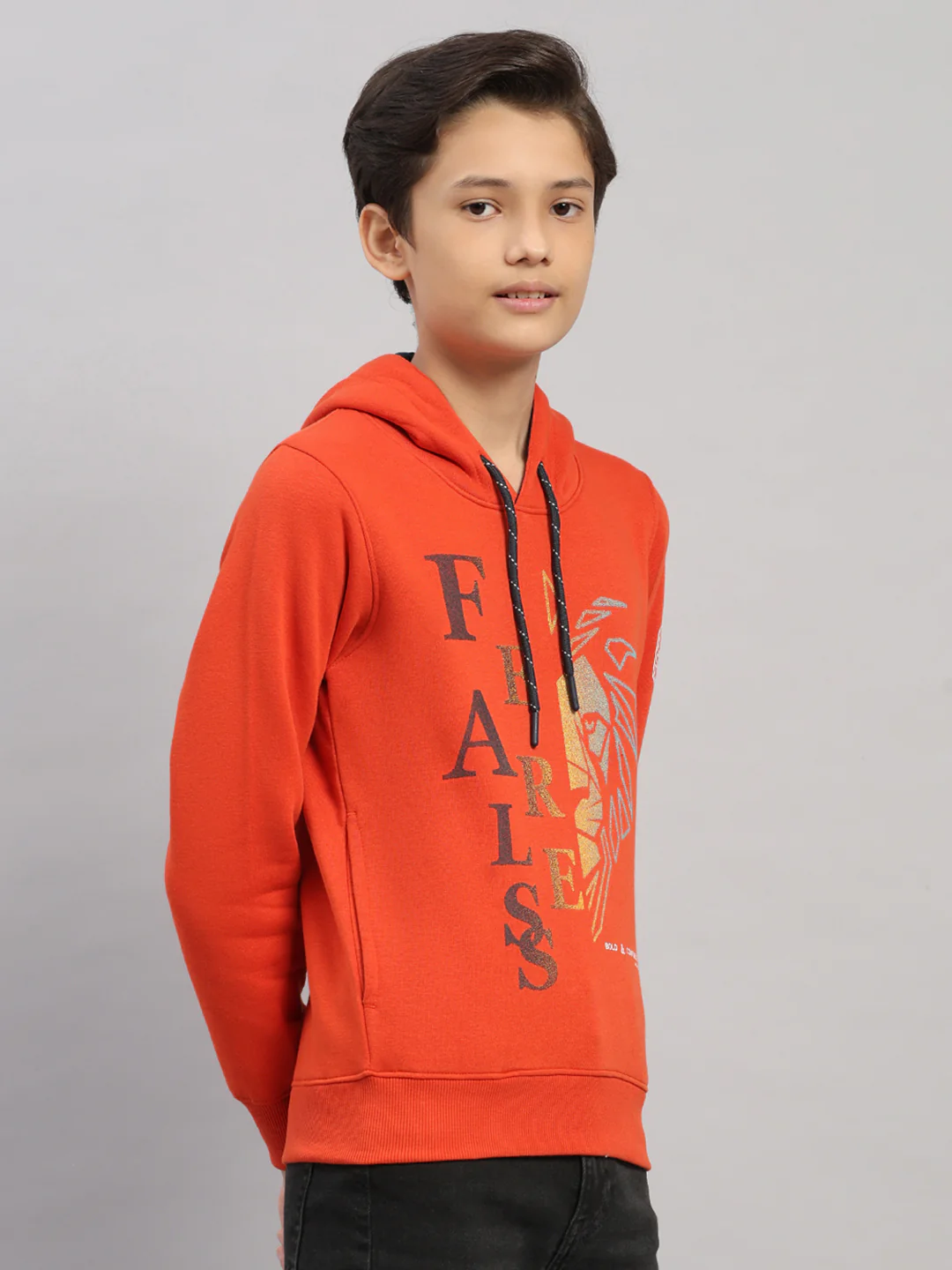 Boys Rust Printed Round Neck Full Sleeve Sweatshirt - Image 4