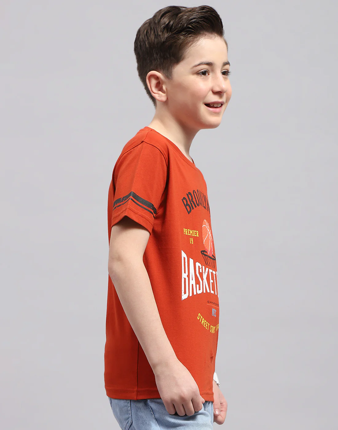 Boys Rust Printed Round Neck Half Sleeve T-Shirt - Image 4