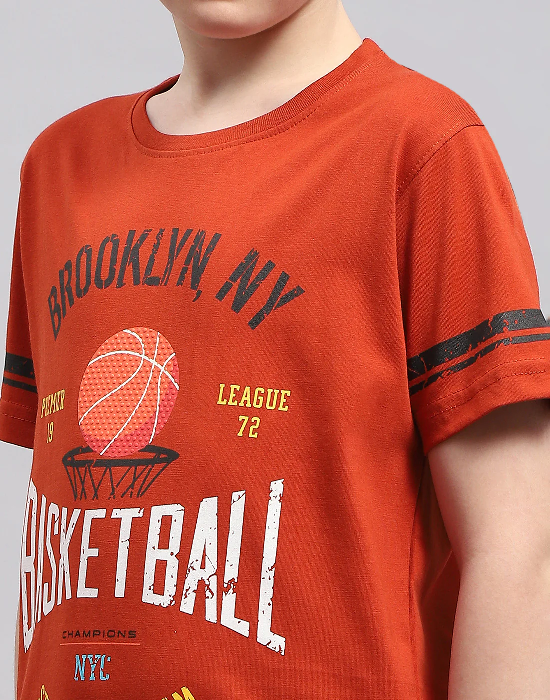 Boys Rust Printed Round Neck Half Sleeve T-Shirt - Image 7