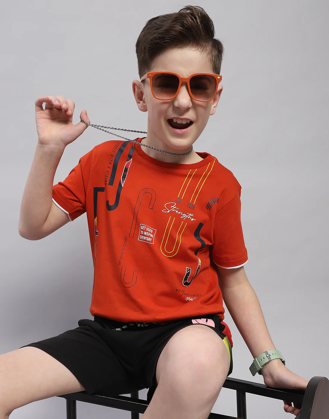 Boys Rust Printed Round Neck Half Sleeve T-Shirt - Image 6