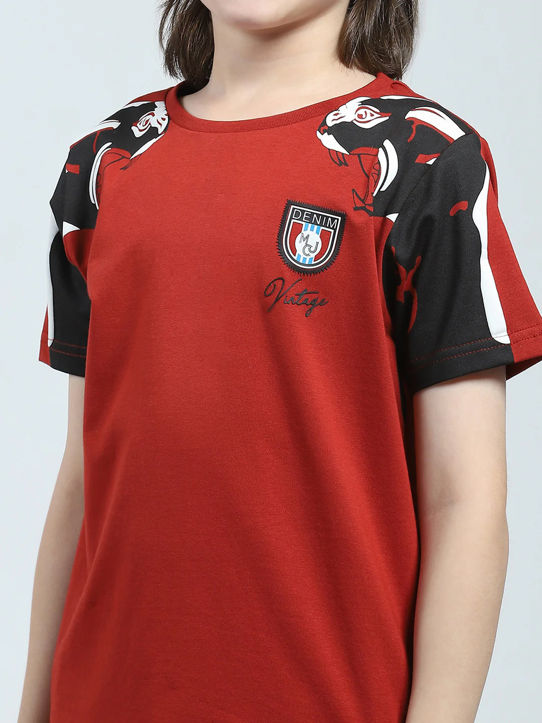 Boys Rust Printed Round Neck Half Sleeve T-Shirt - Image 6
