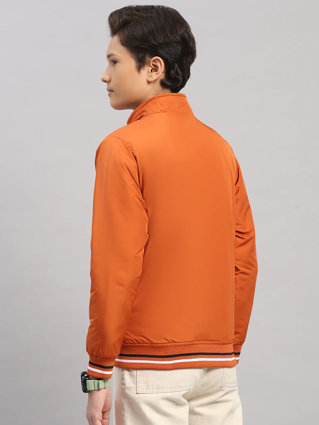 Boys Rust Solid Collar Full Sleeve Jacket - Image 5