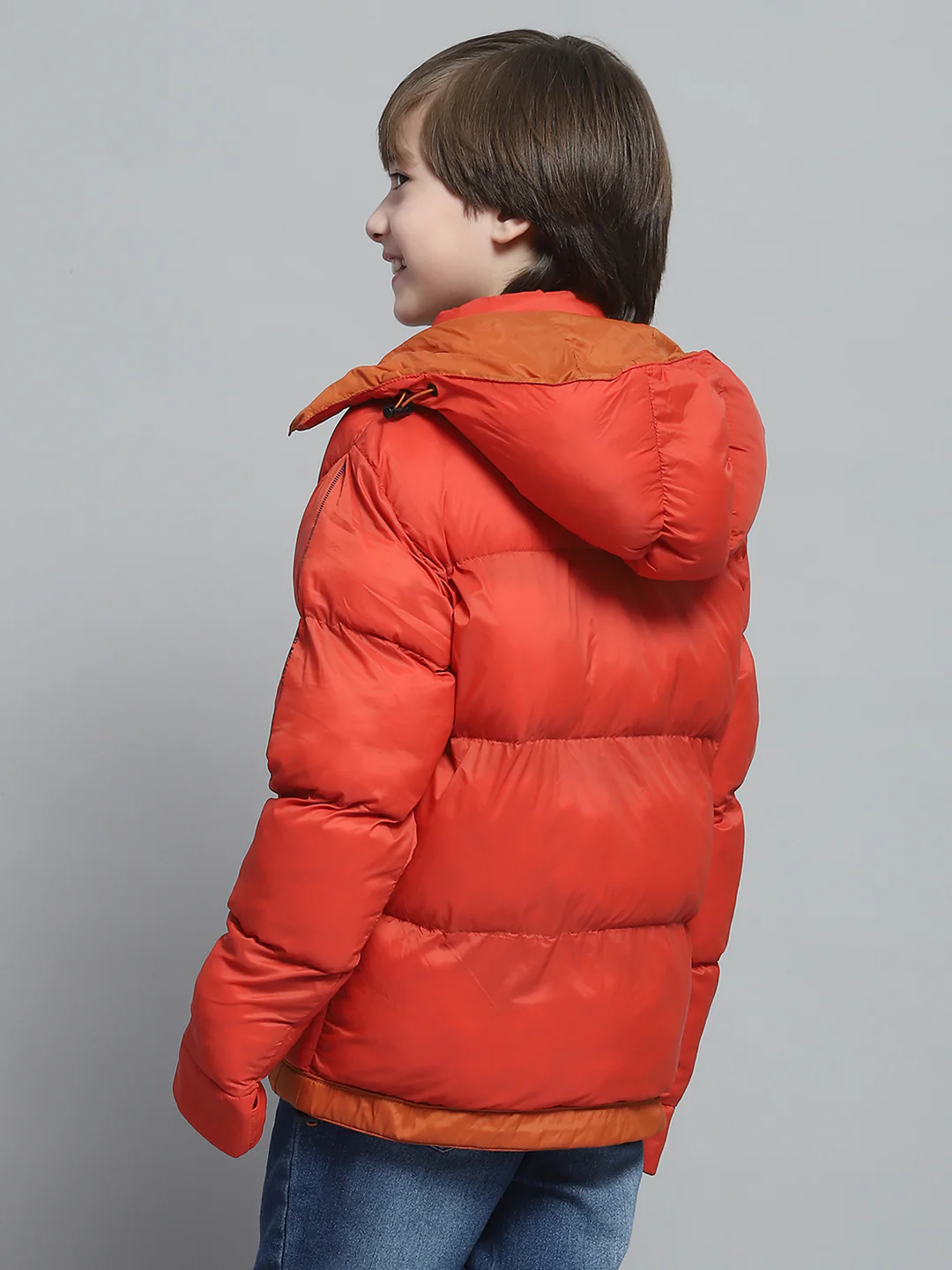 Boys Rust Solid Hooded Full Sleeve Jacket - Image 5