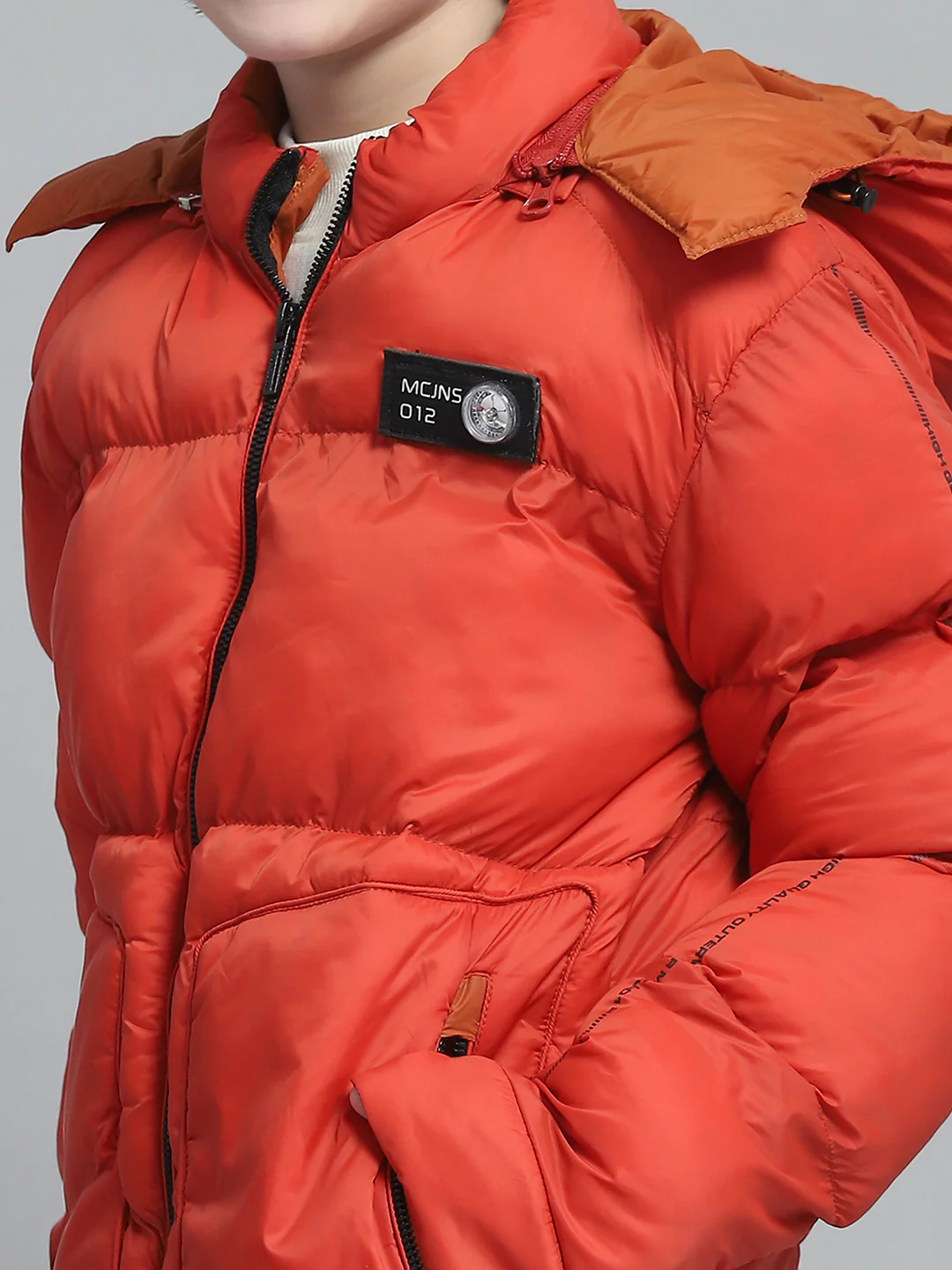 Boys Rust Solid Hooded Full Sleeve Jacket - Image 8