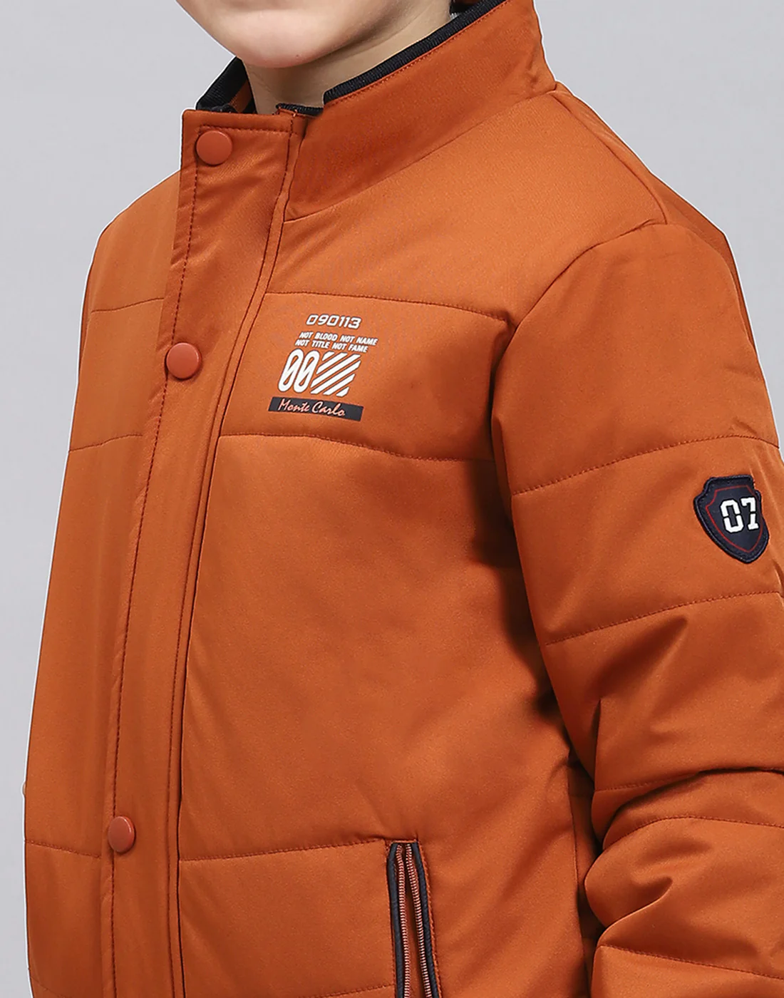 Boys Rust Solid Stand Collar Full Sleeve Boys Jacket - Image 6