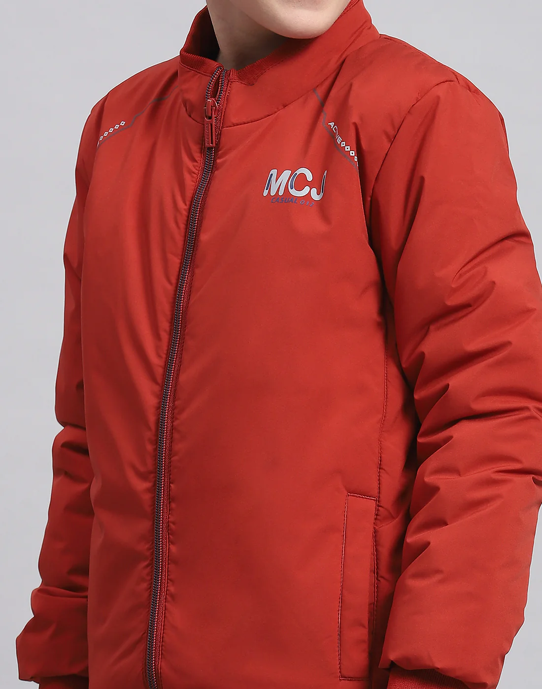 Boys Rust Solid Stand Collar Full Sleeve Boys Jacket - Image 6